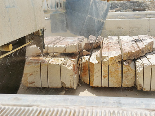 Machine cutting limestone