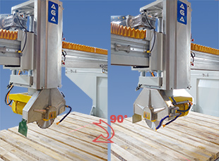 Bridge saw blade rotate 90 degree