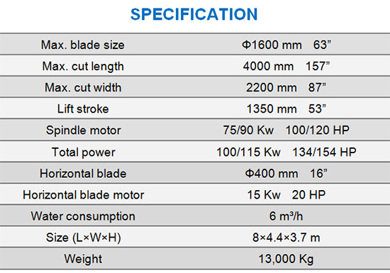 Marble cutting machine specification